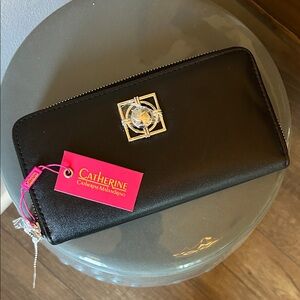 Catherine Malandrino Black Zip-Around Wallet